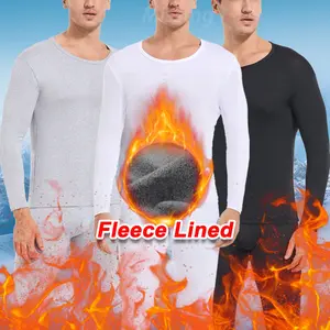 CATTIBOR 2/4 Piece Men's Thicken Fleeced Thermal Underwear Set ,Men Long Johns Set,Thicken Fleece Lined Base Layer Top & Bottom,Men Pajamas Set Sleepwear,Men Underwear