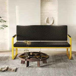 56'' Modern Waiting Chair Office Guest Chair Reception Seating with Padded Cushion Durable Metal Frame for Beauty Salon Barber Shop