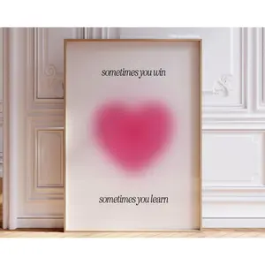 Girly Wall Art Prints Pink Poster Aesthetic Digital Prints Heart Aura Wall Print Dorm Decor Bedroom Prints Retro Wall Decor Preppy Art