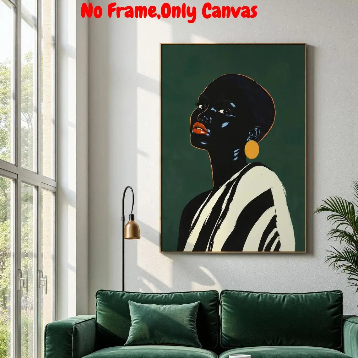African Woman Pattern Canvas Painting, Unframed Painting, Canvas Print, Art Prints, 1 Count Modern Artistic Wall Art, Aesthetic Wall Decor, Wall Decor for Home Living Room Bedroom Study Room, Ornaments