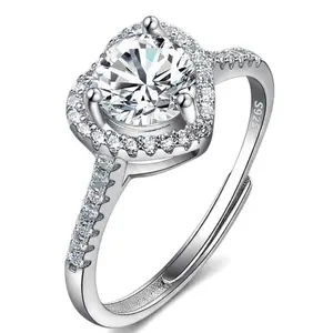 S925 Sterling Silver Moissanite Heart-shaped Ring Female 50 Points 1 Carat Romantic Proposal Ring