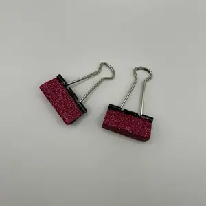 Binder Clip - Red Glitter Design, Durable Metal, Perfect for Organizing Papers, Office Supplies, and Home Use