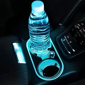 Waterproof LED Light Up Car Cup Holder Pad, USB Rechargeable Neon Light, Decorative Light for Car, Bar, Home, Party, Auto Interior Accessories