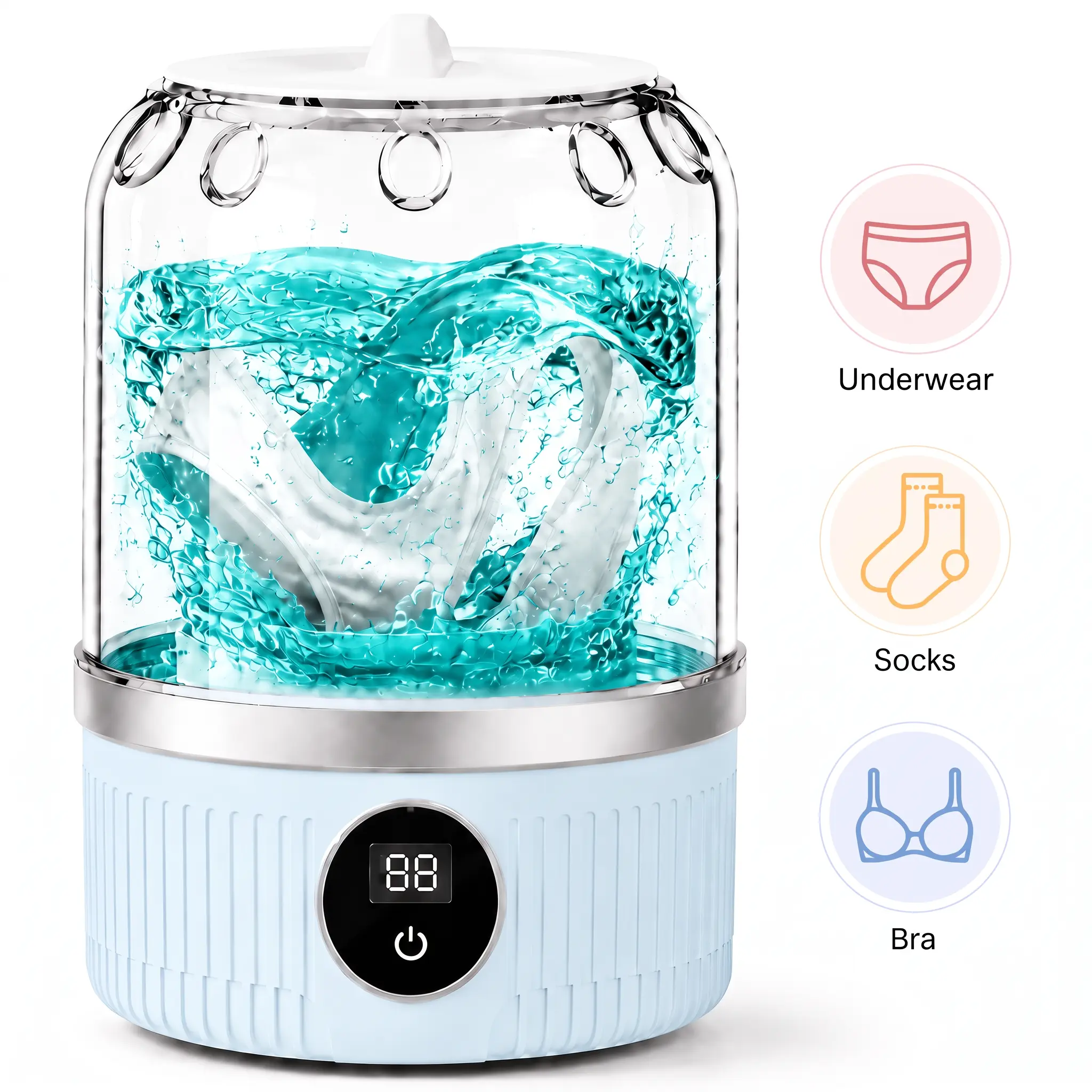 Mini Washing Machine / Portable Washer, Compact & Lightweight, Washer for Underwear & Delicate Garments, Perfect for Apartment, Dorm, Hotel, RV, Travel & Camping (Gift for Wife, Practical Household Gadget)