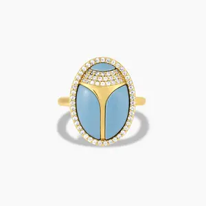Elevated Scarab Turquoise Ring