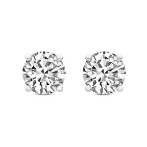 Lab Diamond Stud Earrings Platinum 1Ct Four Prong Round Lab Diamond Stud Earrings E-F-G Color, VS Diamond, IGI Certified - Friendly Diamonds