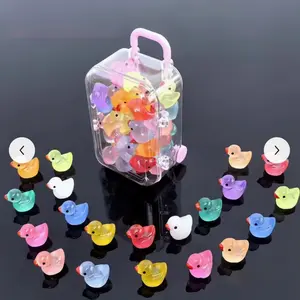 40pcs Duck + 1pc Mini Luggage, Glow-In-The-Dark Ducks, Cute Duck Design, Creative Decorative Accessories, Handmade Resin Statues, Resin Animal Sculptures, Office Desk Decoration, Creative Modern Decoration