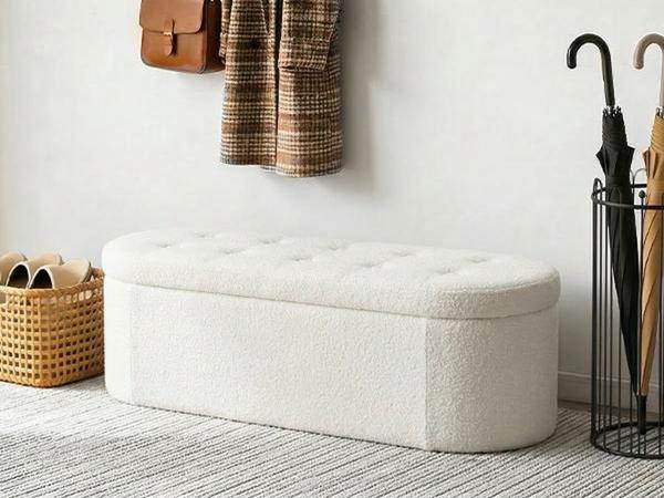 Folding Storage Ottoman Bench, Oval Round Ottoman End of Bed Foot Rest Bench Stool with Cushion, Storage Chest for Bedroom, Living Room, Entryway Folding Storage Ottoman Bench, Oval Round Ottoman End of Bed Foot Rest Bench Stool with Cushion, Storage Chest for Bedroom, Living Room, Entryway