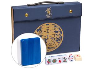 Yellow Mountain Imports "Royal Azure Chinese Mahjong Set with 146 Medium Tiles and Blue Vinyl Case - for Chinese Style Gameplay Only