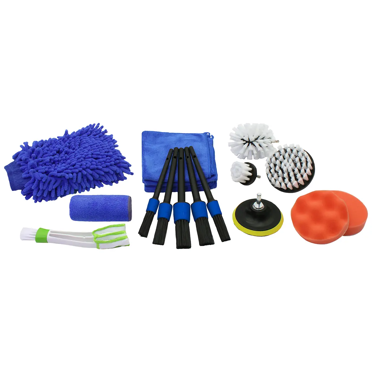 GRIP 18 pc Car Detailing Kit, Drill Brush Attachments with Detailing Brush Set and Tools Box, Red Auto Cleaning Kit Interior for Wheels, Dashboard, Windows