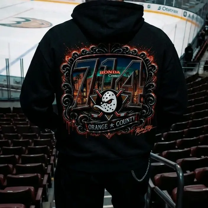 Honda Center Orange County 714 Hoodie - Black Sweatshirt with Unique Design and Comfortable Fit