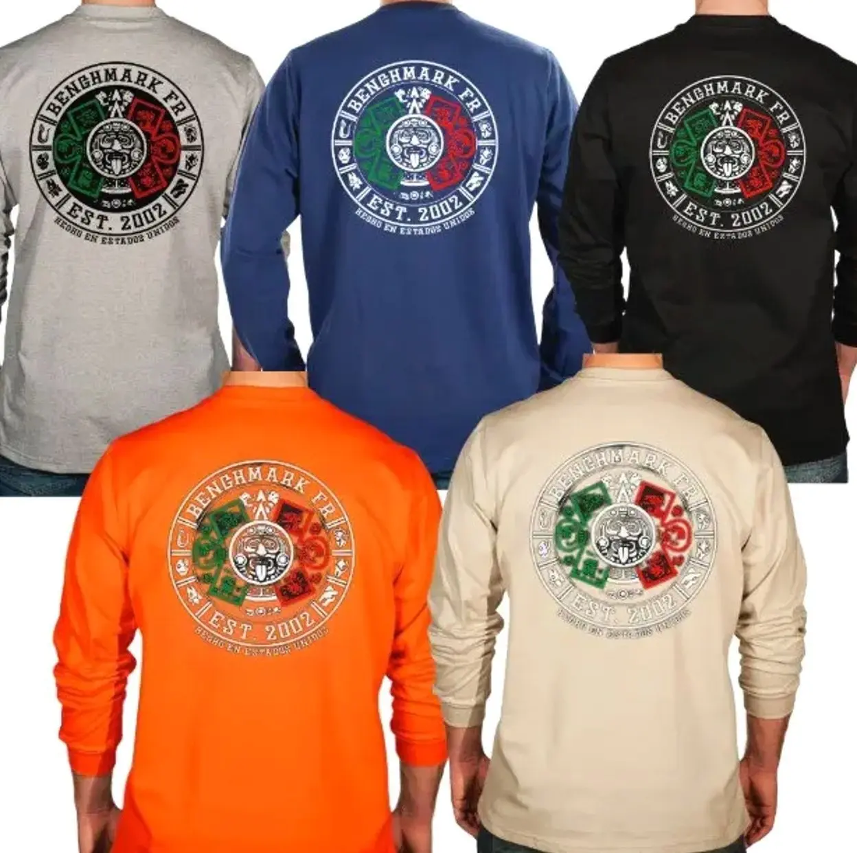 Benchmark Aztec Graphic FR Shirt, Graphic FR Long Sleeve Shirt, Men's Graphic Workwear T-Shirt, Long Sleeve Tee clothing PYJDA