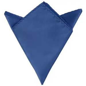 INSPIRE CHIC Men's Foldable Handkerchiefs Satin Shiny Solid Color Pocket Square For Suit Navy Blue