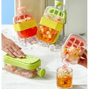 Press-type ice cube water bottle, food-grade ice mold, summer ice maker bottle with straw cup, attractive straw cup suitable for outdoor sports, camping, pool parties, and juice drinks tiktokshopspringglowup