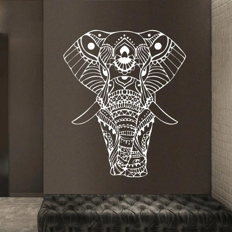 Mandala Yoga Ornament Indian Buddha God Elephant Wall Stickers Vinyl Home Decor Living Room Bedroom Decals Removable Mural M613