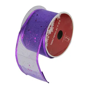 Northlight 12 Shimmering Purple Ribbon Spools -  2.5" x 120