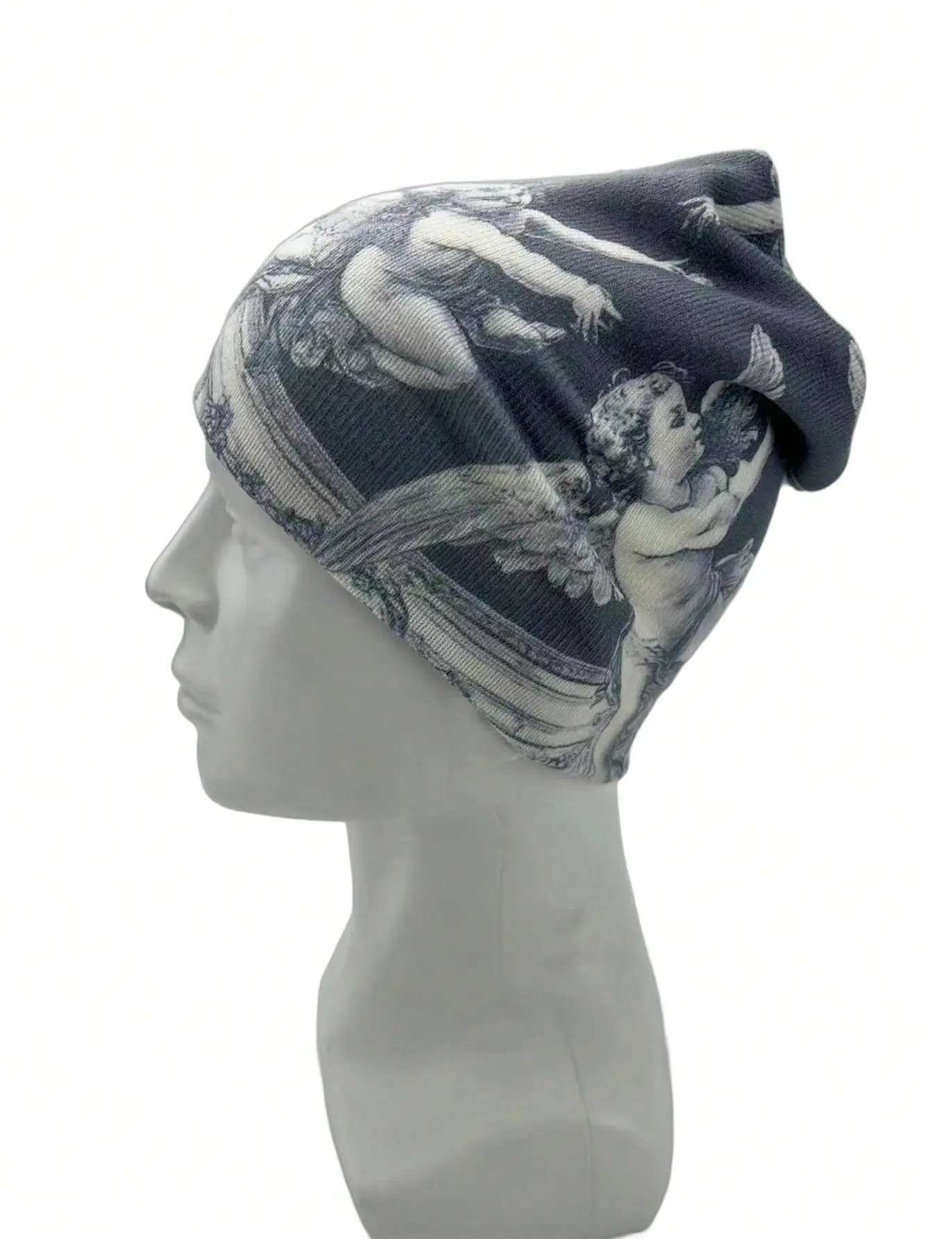 Y2K Graphic Beanie Hat, Warm Knitted Cap For Outdoor Winter, Unisex All-Over Print, Bohemian Style For Casual Wear