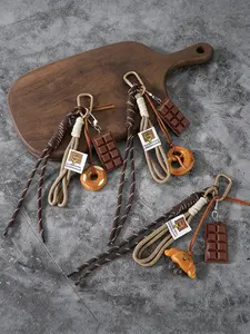 Creative Practical Keychain Bagel Bread Charm, Melange Style Small Hanging Accessory, Unique Gift Idea for Everyday Use