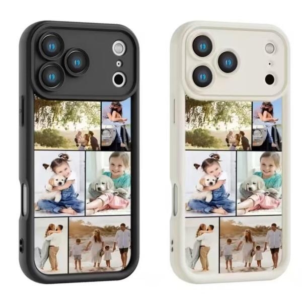 Personalized iPhone photo phone case, custom collage design with 6 images, drop-resistant protective cover, exclusive gift for birthdays/anniversaries/Christmas