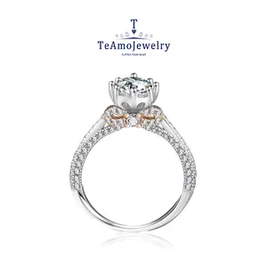 【Buy 1 get 1 Bracelet】【RM-102】S925 1CT Moissanite Ring, Rose gold bow, simple and cute design, One Carat Lady Best Friend Women's Ring