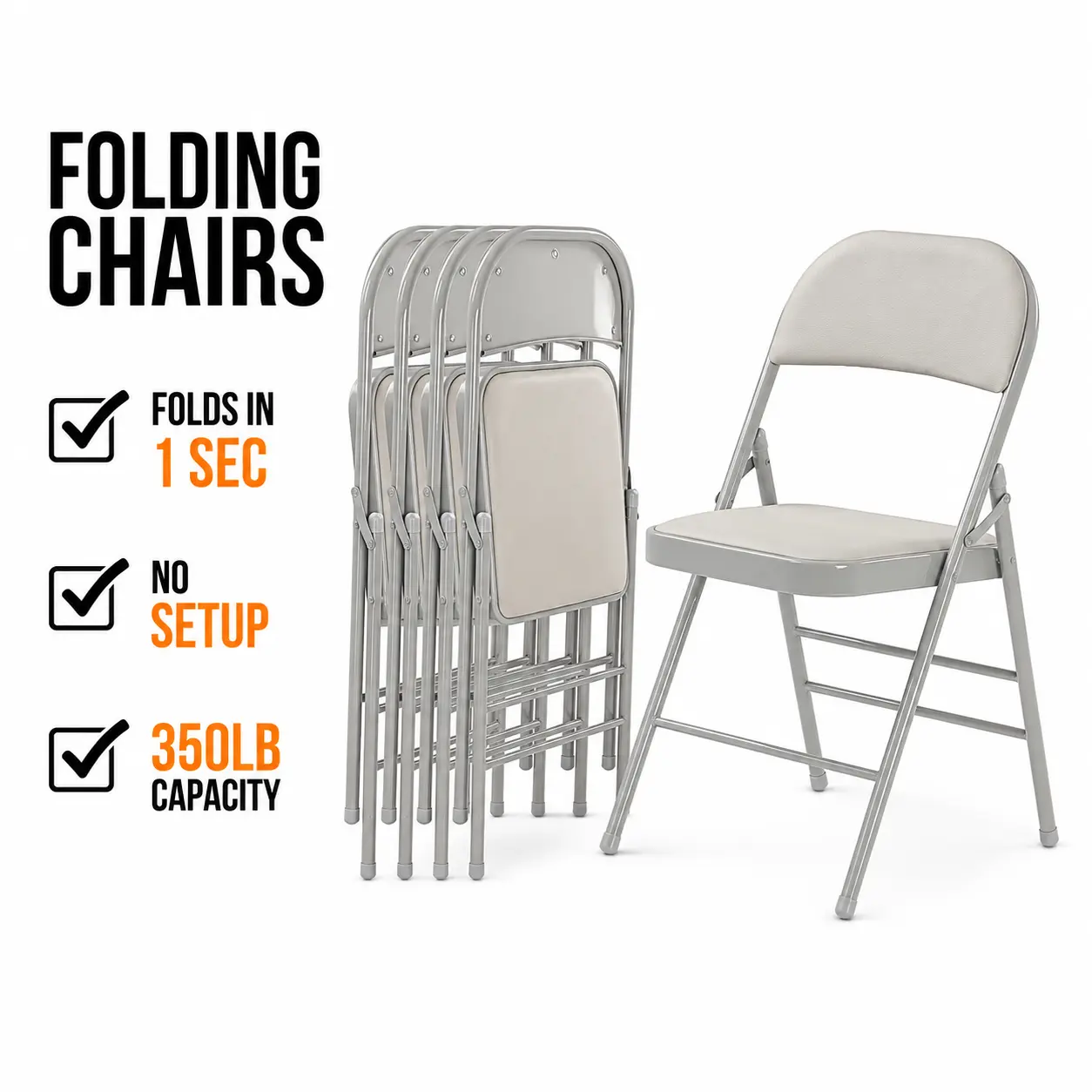 Folding Chair, Leather Padded Folding Chairs, Sturdy Metal Foldable Chairs, Outdoor and Indoor, for Home, Office, Party outdoor event easy fold