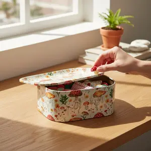 MEE MEE Mushrooms Tin Box Kitchen Storage Cute Designs Metal Stash Container Storage Box Medicine Organizer