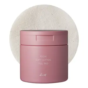 KOY Flow Soft Cotton Peel Pad 70 sheets / 5.07 fl oz, Gentle Daily Exfoliating Pads with PHA & Botanical Extracts | Smooth & Radiant Skin