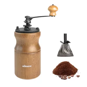 AKIRAKOKI® Manual Coffee Grinder Wooden Cast Iron Burr - A17