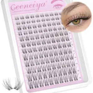 Geeneiya Clear Band Lash Clusters Natural Eyelash Clusters Wispy Cluster Eyelash Extensions 8-16MM Lash Extension D Curl Individual Lashes Not Lashes Kit