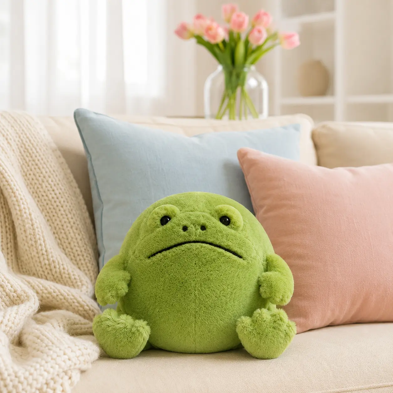 Jellycat Green Frog Plush – Cute Grumpy Frog Stuffed Animal, Soft Cuddly Plush Toy, Funny Frog Gift for Kids, Teens & Plush Collectors