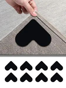 LMMAKE Non-Slip Rug Grippers & Tape 8Pcs Anti-Curling Dual-Sided Adhesive for Hardwood Tile Marble Floors No Residue Reusable Washable Rug Stoppers for Bathrooms Pet Areas