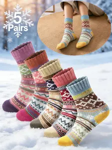 Winter Socks for Women, Casual Warm Soft Breathable Wool Socks for Fall & Winter, Comfortable Women's Socks for Daily Wear, Christmas Gifts for Women