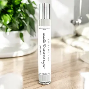 Vanilla & Coconut Sugar Perfume Oil, Made with Coconut Oil, Infused with Essential Oils, Rollerball Application, Long Lasting, Highly Fragrant, Sweet Tropical Scent