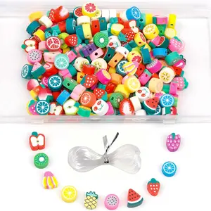 180pcs Colorful Fruit Theme Polymer Clay Beads for Bracelet Charms, Compatible with Pony Bead Shapes, DIY Jewelry Making Material