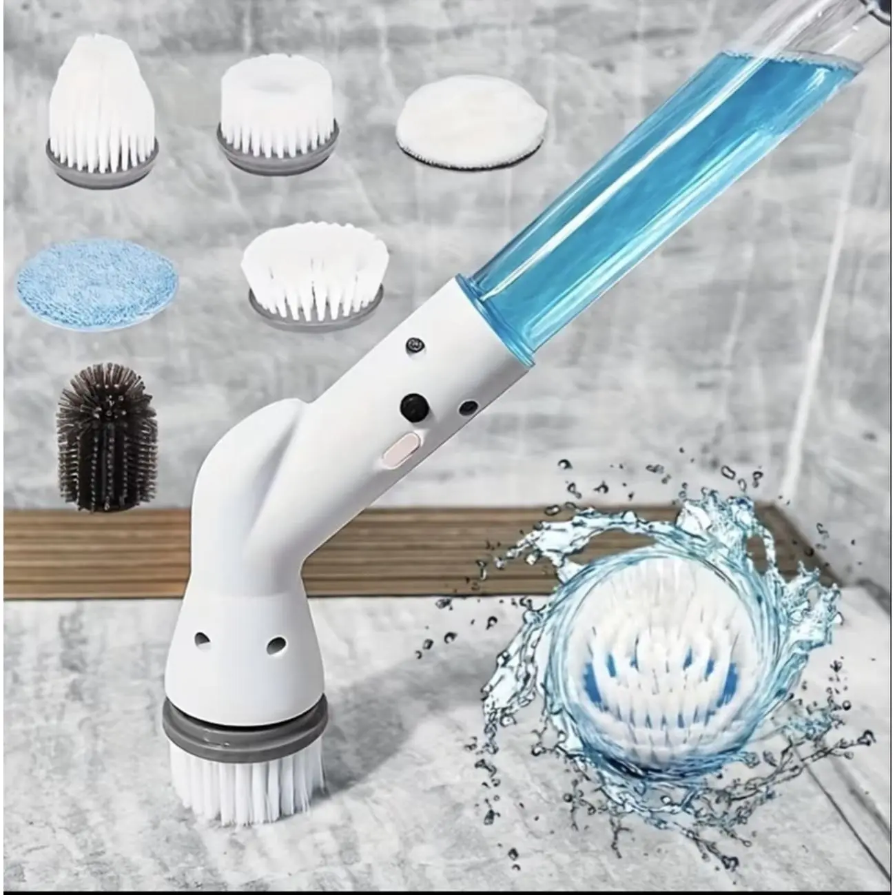 Electric Spin Scrubber, Self Storage Bottle For Soap & Cleaning Liquids Cordless Function High Performance, Detachable Handle, 6 Replaceable Heads, Designed For Bathrooms, Kitchen, Cars, Tiles, Glass & More!