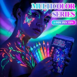 8/12/18pcs Liquid Glow Body Paint Pens, Washable Face Graffiti Pens, Festival Party Glowing Pens, Vibrant Body Paint, Perfect for Holiday and Birthday Parties, Body Light