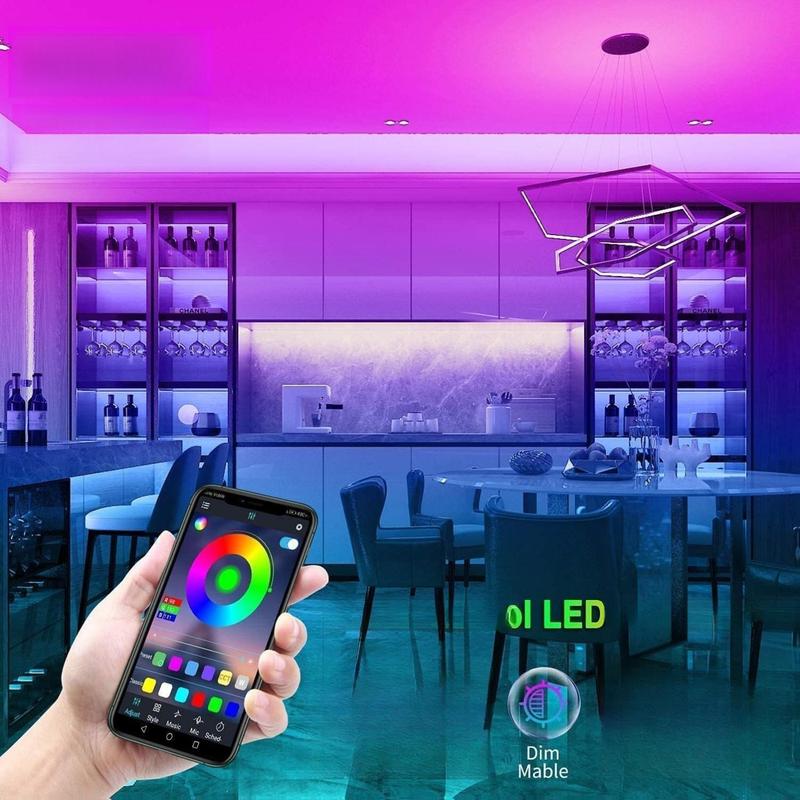 Led Lights for Bedroom 100ft (2 Rolls of 50ft) Music Sync Color Changing Strip Lights with Remote and App Control RGB Strip, for Room Home Party Decoration