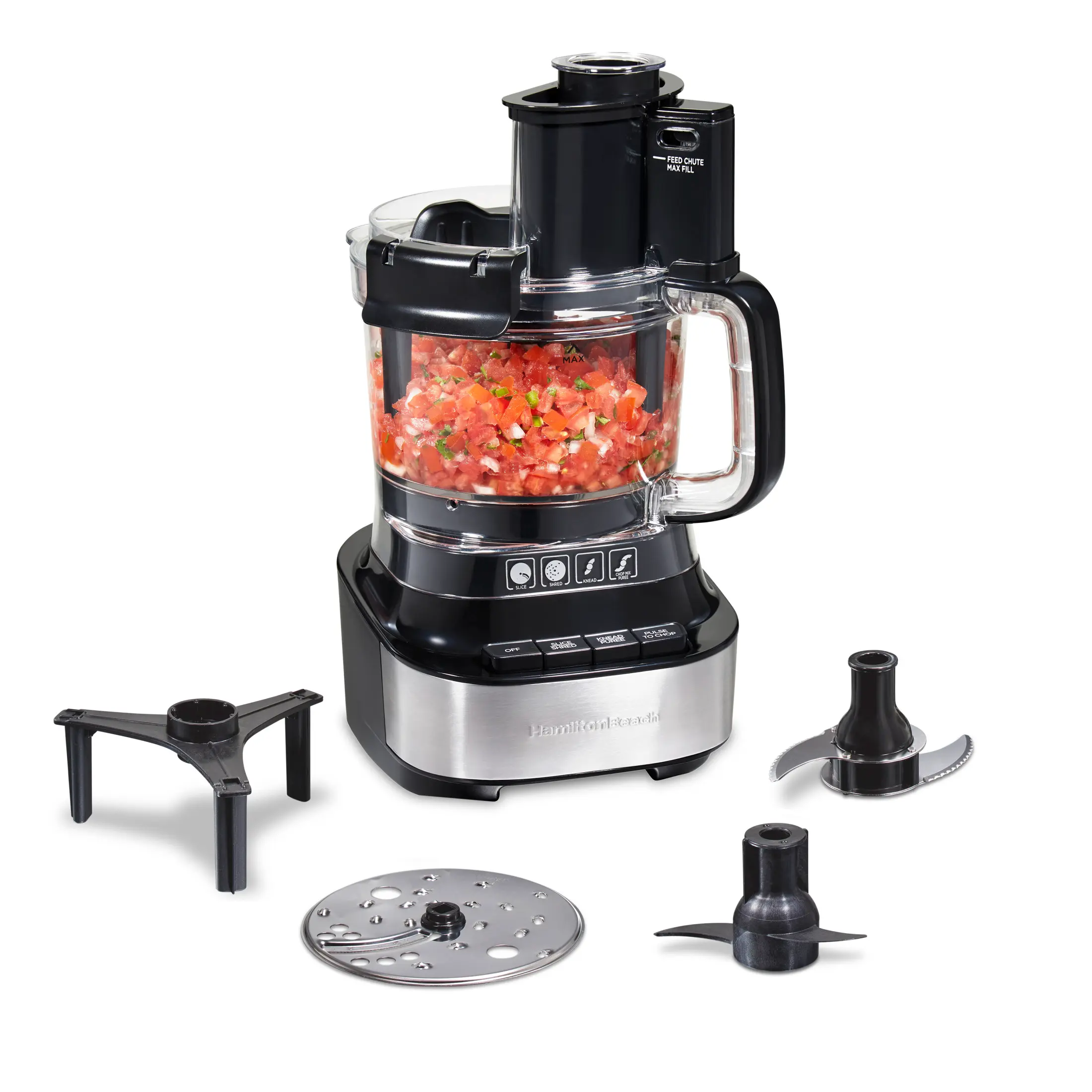 Hamilton Beach 10 Cup Food Processor 500W with Bowl Scraper Large Feed Chute 3 Attachments 2 Speeds and Pulse