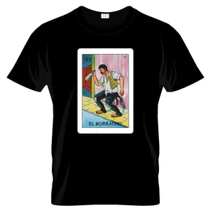 La Loteria El Borracho Card Shaped T Shirt Black ( Graphic T Shirt, Card, Mexican Lottery)