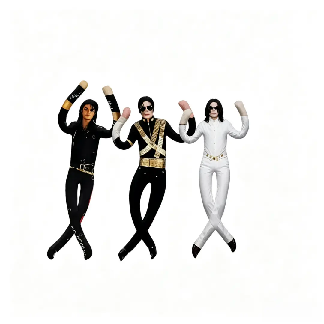 Michael Jackson Plush Doll,3pc-Built-in metal frame, double-sided printed stuffed toy that can be posed