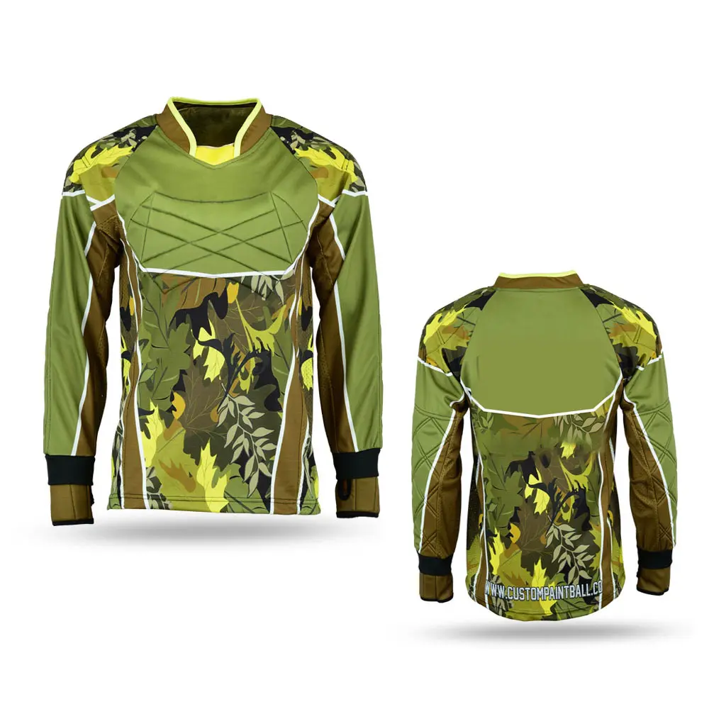 Galaxy High Quality Paintball Long Sleeve Padded Lightweight Jersey Green - 1509