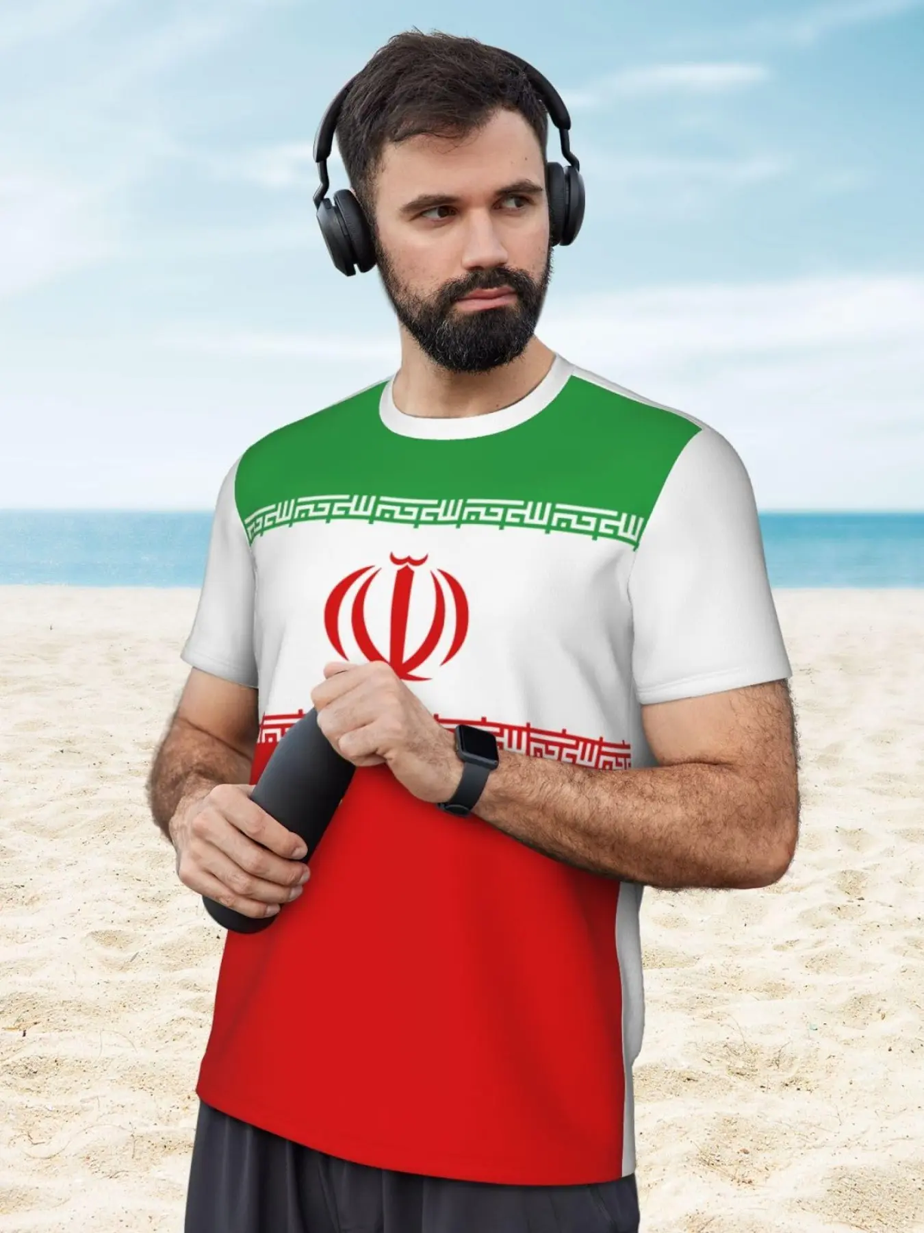 2026 Iran Flag Print Soccer Jersey, Football Jersey, Sports Style Jersey, Important Match Fan Short Sleeve T-Shirt, Sports Top, Training Shirt, Workout Tops, Slim-Fit Short-sleeved shirt, All Seasons