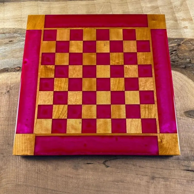 Raging Rose Cherry Chess Board Includes Pieces United States Crafted Chessboard