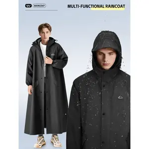 Men'S Raincoat Designed for Heavy Rain, Suitable for Adult Motorcyclists. It Features a High Collar, Dual Pocket Design, And a Hood, Making It Ideal for Riding, Outdoor Work