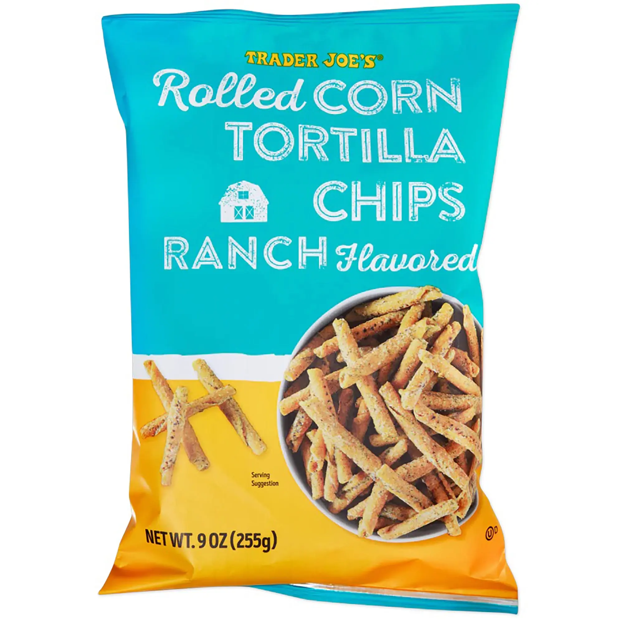 Trader Joe's Ranch Flavored Rolled Corn Tortilla Chips, Snacks, 9 oz. Trader Joe's Ranch Flavored Rolled Corn Tortilla Chips, Snacks, 9 oz.