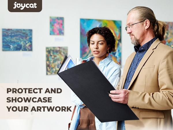 JoyCat Art Portfolio Binder 11"x17",40 Pockets Art Folder with Clear View Pages, 80 Sheets Presentation Binder for Artists and Students (Black)