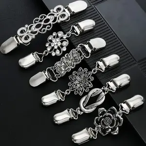 6Pcs/Set Vintage Metal Diamond Alloy Sweater Shawl Clips - Anti-Slip Fasteners, Collar Scarf Cardigan Connectors, Daily Home & Party Gift Accessories