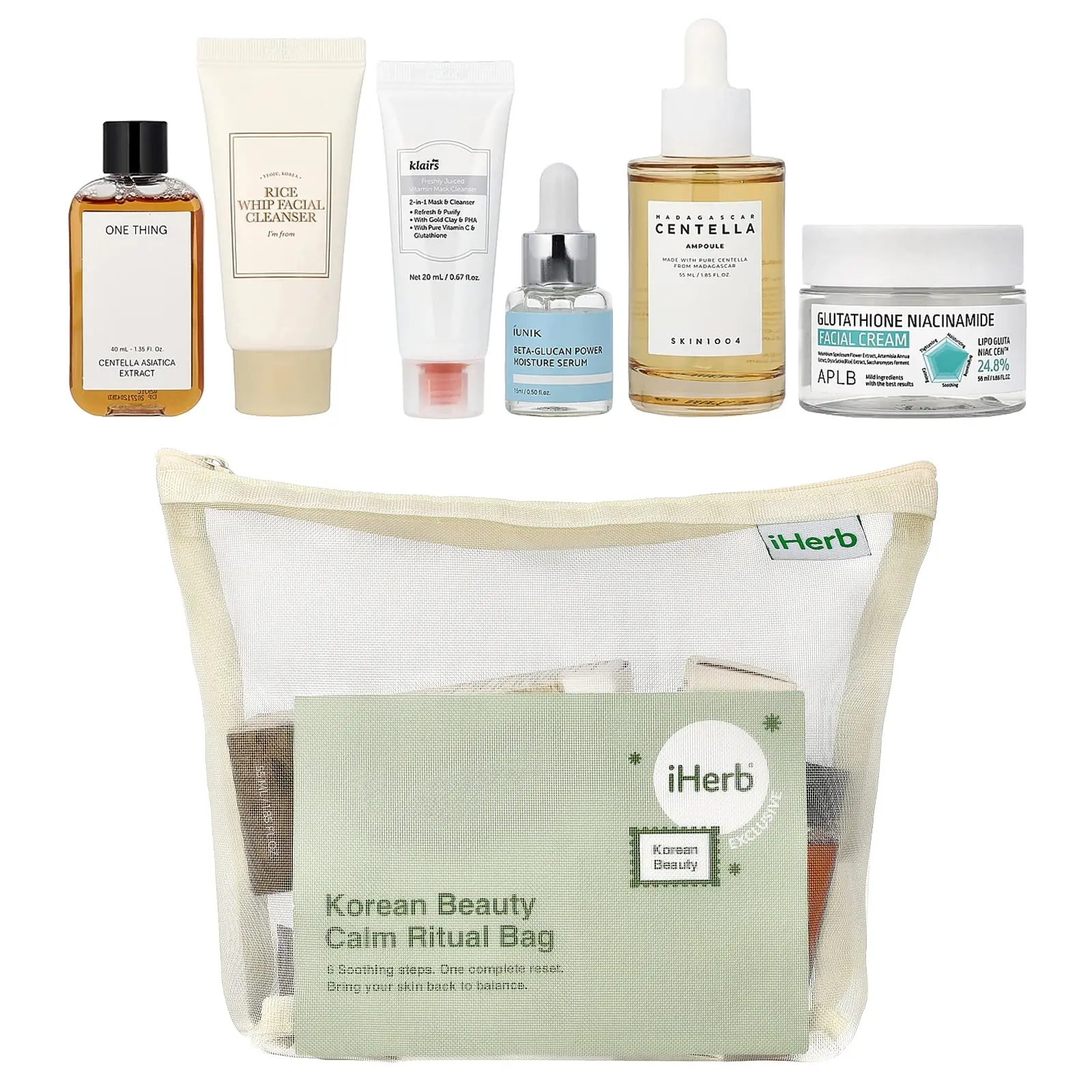 iHerb Exclusive Korean Beauty Calm Ritual Bag, 7 Piece Kit