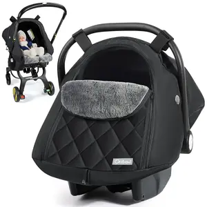 Baby Car Seat Cover Winter - Waterproof Carseat Cover for Doona Car Seats and Strollers, Breathable Infant Carseat Canopy with Zipper Access, Rain and Wind Proof, Winter Baby Essentials, Black
