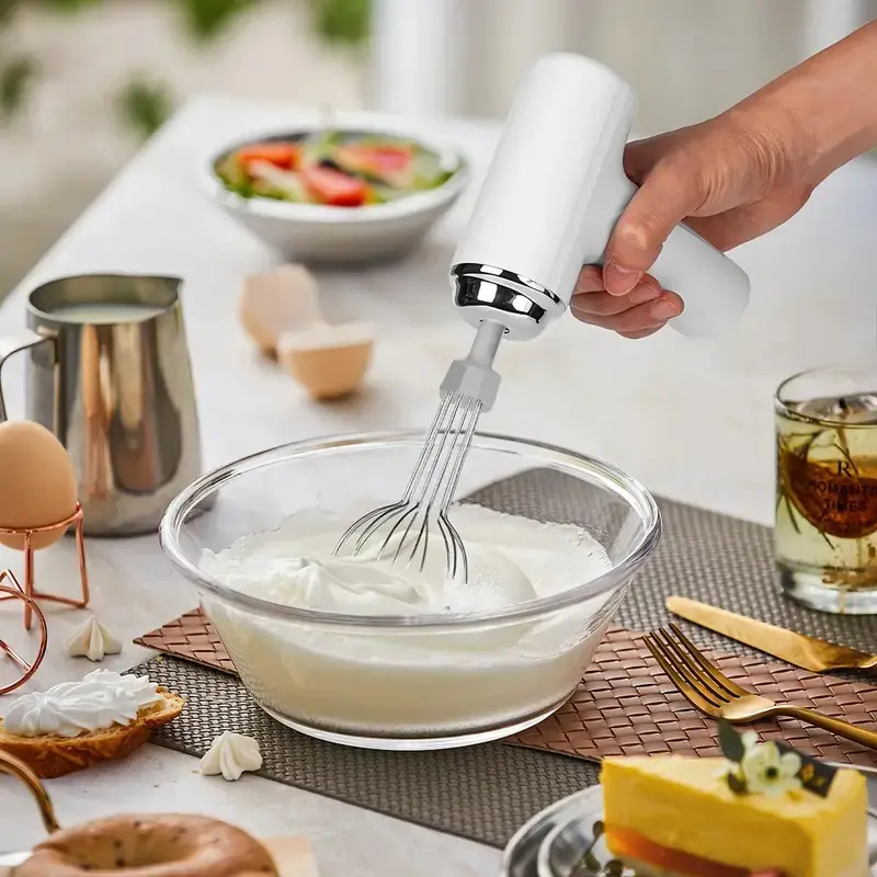 Portable Electric Usb Rechargeable Mixer and Beater, USB Charging, Lightweight, Easy-To-Use Handheld Blender, Ideal for Baking Cakes Cookies Muffins, Handheld Whisk Mixer, Portable Kitchen Mixer, Food Mixer